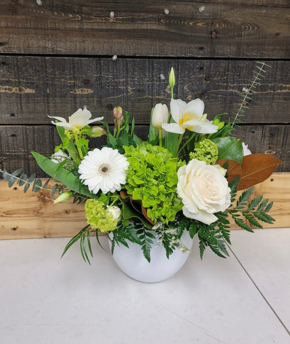 Spring Memorial Arrangement in a Circular Vessel